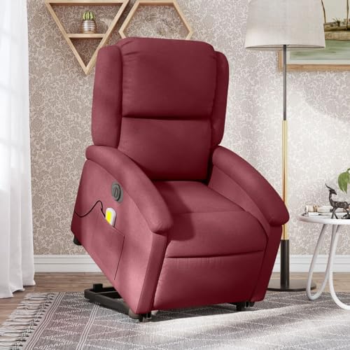 KTHLBRH Elektrischer Massagesessel mit Aufstehhilfe Weinrot Stoff Bürosessel Stuhl für Schlafzimmer Wohnzimmer KTHLBRH Elektrischer Massagesessel mit Aufstehhilfe Weinrot Stoff Bürosessel Stuhl für Schlafzimmer Wohnzimmer von KTHLBRH