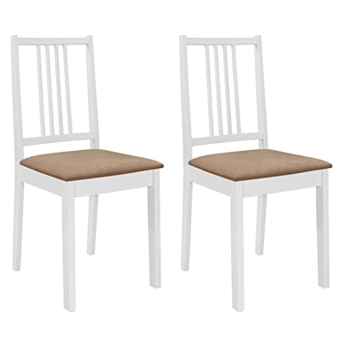 KTHLBRH Esszimmerstühle mit Polstern 2 STK. Weiß Massivholz,küchenstühle,esstisch stühle,esszimmermöbel,stühle,Wohnzimmer stühle,Geeignet für Wohnzimmer, Küche, Schlafzimmer von KTHLBRH