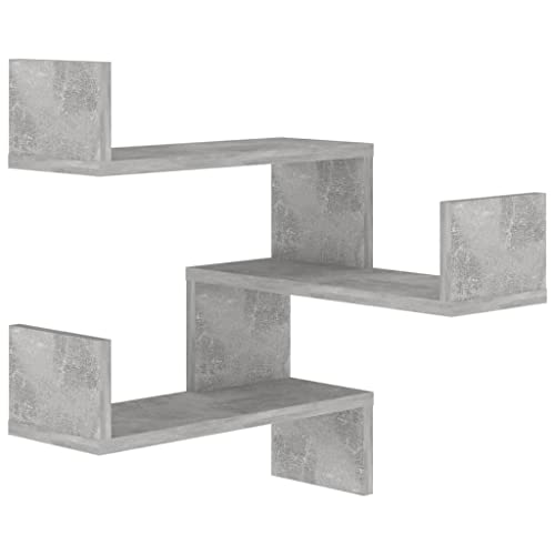 KTHLBRH Floating Shelf Schweberegale Badregal Kleines Regal Wand - Wand-Eckregal Betongrau 40x40x50 cm Holzwerkstoff für Balkon Schlafzimmer Küchen Badezimmer von KTHLBRH