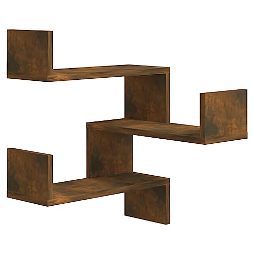 KTHLBRH Floating Shelf Schweberegale Badregal Kleines Regal Wand - Wand-Eckregal Räuchereiche 40x40x50 cm Holzwerkstoff für Balkon Schlafzimmer Küchen Badezimmer von KTHLBRH
