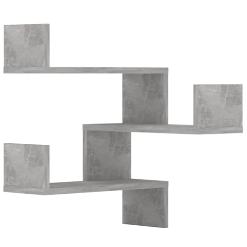 KTHLBRH Floating Shelf Schweberegale Badregal Kleines Regal Wand - Wand-Eckregale 2 STK. Betongrau 40x40x50 cm Holzwerkstoff für Balkon Schlafzimmer Küchen Badezimmer von KTHLBRH