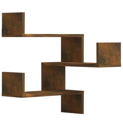 KTHLBRH Floating Shelf Schweberegale Badregal Kleines Regal Wand - Wand-Eckregale 2 STK. Räuchereiche 40x40x50 cm Holzwerkstoff für Balkon Schlafzimmer Küchen Badezimmer von KTHLBRH