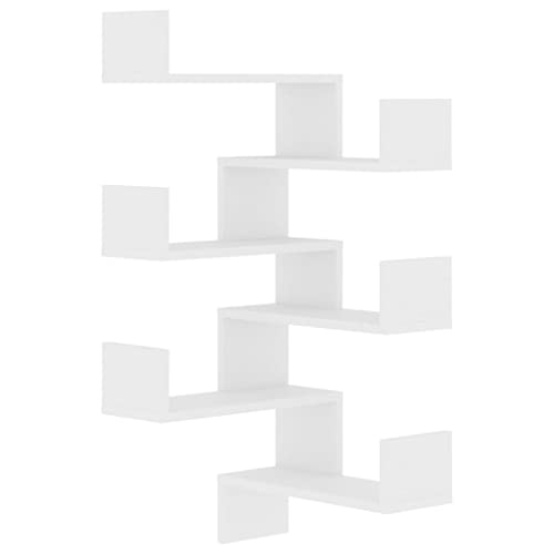 KTHLBRH Floating Shelf Schweberegale Badregal Kleines Regal Wand - Wand-Eckregale 2 STK. Weiß 40x40x50 cm Holzwerkstoff für Balkon Schlafzimmer Küchen Badezimmer von KTHLBRH