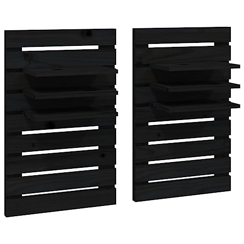 KTHLBRH Floating Shelf Schweberegale Badregal Kleines Regal Wand - Wand-Nachttische 2 STK. Schwarz Massivholz Kiefer für Büro Wohnzimmer Schlafzimmer Badezimmer KTHLBRH Floating Shelf Schweberegale Badregal Kleines Regal Wand - Wand-Nachttische 2 STK. Schwarz Massivholz Kiefer für Büro Wohnzimmer Schlafzimmer Badezimmer von KTHLBRH