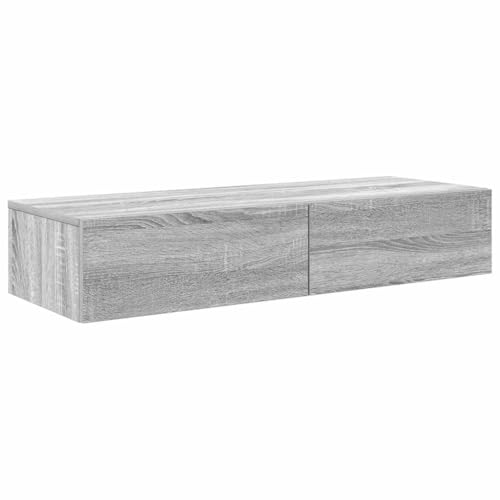 KTHLBRH Floating Shelves Badregal Wandregal Küche Kleines Regal Wand - Wandregal mit Schubladen Grau Sonoma 100x36x19 cm Holzwerkstoff für Büro Schlafzimmer Balkon Küchen von KTHLBRH