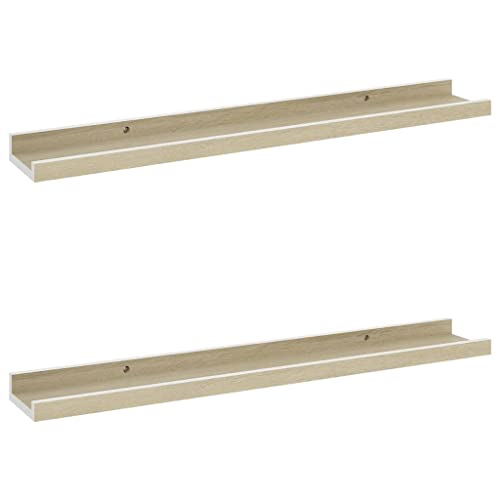 KTHLBRH Floating Shelves Badregal Wandregal Küche Kleines Regal Wand - Wandregale 2 STK. Weiß und Sonoma-Eiche 60x9x3 cm für Balkon Badezimmer Wohnzimmer Küchen KTHLBRH Floating Shelves Badregal Wandregal Küche Kleines Regal Wand - Wandregale 2 STK. Weiß und Sonoma-Eiche 60x9x3 cm für Balkon Badezimmer Wohnzimmer Küchen von KTHLBRH