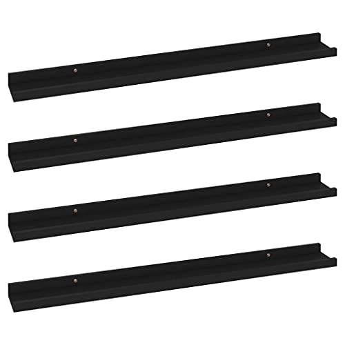 KTHLBRH Floating Shelves Badregal Wandregal Küche Kleines Regal Wand - Wandregale 4 STK. Schwarz 80x9x3 cm für Balkon Badezimmer Wohnzimmer Küchen von KTHLBRH