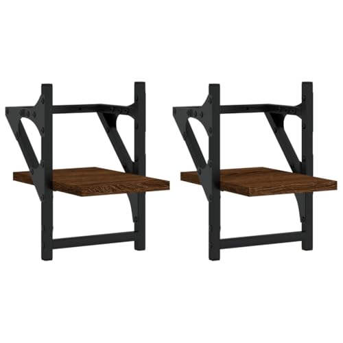 KTHLBRH Floating Shelves Badregal Wandregal Küche Kleines Regal Wand - Wandregale mit Stangen 2 STK. Braun Eichen-Optik 20x25x30 cm für Wohnzimmer Badezimmer Büro Balkon KTHLBRH Floating Shelves Badregal Wandregal Küche Kleines Regal Wand - Wandregale mit Stangen 2 STK. Braun Eichen-Optik 20x25x30 cm für Wohnzimmer Badezimmer Büro Balkon von KTHLBRH