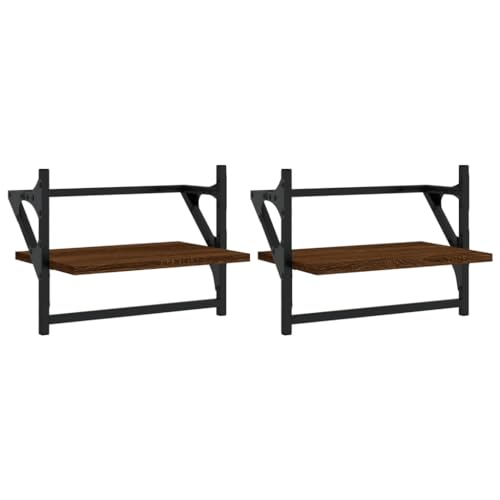 KTHLBRH Floating Shelves Badregal Wandregal Küche Kleines Regal Wand - Wandregale mit Stangen 2 STK. Braun Eichen-Optik 40x25x30 cm für Wohnzimmer Badezimmer Büro Balkon KTHLBRH Floating Shelves Badregal Wandregal Küche Kleines Regal Wand - Wandregale mit Stangen 2 STK. Braun Eichen-Optik 40x25x30 cm für Wohnzimmer Badezimmer Büro Balkon von KTHLBRH