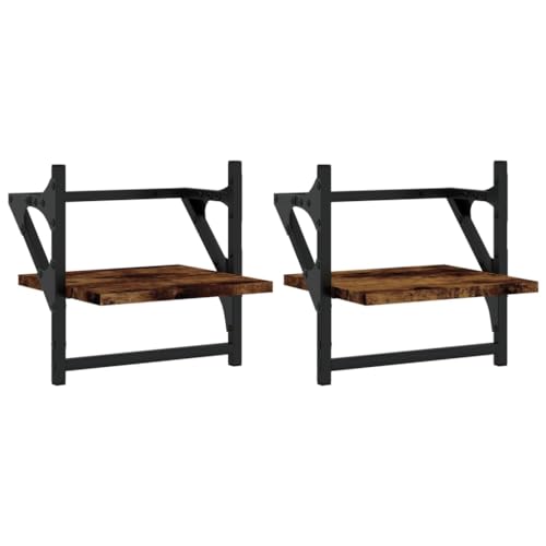 KTHLBRH Floating Shelves Badregal Wandregal Küche Kleines Regal Wand - Wandregale mit Stangen 2 STK. Räuchereiche 30x25x30 cm für Wohnzimmer Badezimmer Büro Balkon KTHLBRH Floating Shelves Badregal Wandregal Küche Kleines Regal Wand - Wandregale mit Stangen 2 STK. Räuchereiche 30x25x30 cm für Wohnzimmer Badezimmer Büro Balkon von KTHLBRH