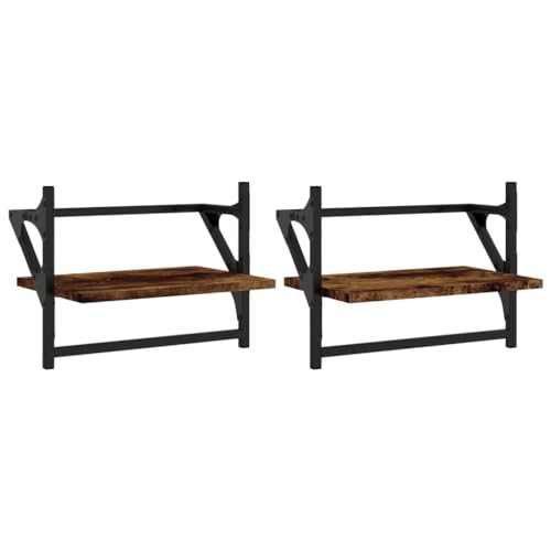 KTHLBRH Floating Shelves Badregal Wandregal Küche Kleines Regal Wand - Wandregale mit Stangen 2 STK. Räuchereiche 40x25x30 cm für Wohnzimmer Badezimmer Büro Balkon KTHLBRH Floating Shelves Badregal Wandregal Küche Kleines Regal Wand - Wandregale mit Stangen 2 STK. Räuchereiche 40x25x30 cm für Wohnzimmer Badezimmer Büro Balkon von KTHLBRH
