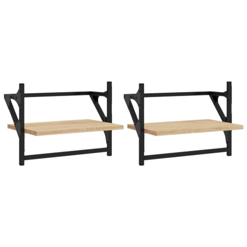 KTHLBRH Floating Shelves Badregal Wandregal Küche Kleines Regal Wand - Wandregale mit Stangen 2 STK. Sonoma-Eiche 40x25x30 cm für Wohnzimmer Badezimmer Büro Balkon KTHLBRH Floating Shelves Badregal Wandregal Küche Kleines Regal Wand - Wandregale mit Stangen 2 STK. Sonoma-Eiche 40x25x30 cm für Wohnzimmer Badezimmer Büro Balkon von KTHLBRH