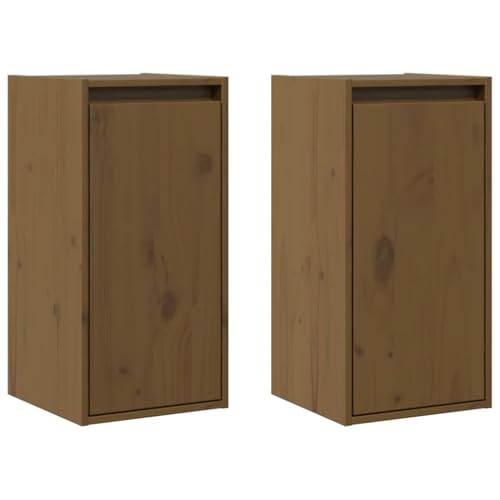 KTHLBRH Floating Shelves Küchenregal Wand Book Shelf Kleines Regal Wand - Wandschränke 2 STK. Honigbraun 30x30x60 cm Massivholz Kiefer für Büro Badezimmer Schlafzimmer Wohnzimmer von KTHLBRH