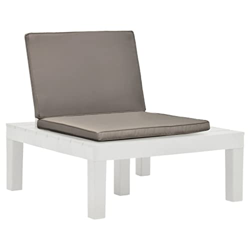 KTHLBRH Garten-Lounge-Stuhl mit Sitzpolster Kunststoff Weiß, Outdoor-Stühle Freizeitstühle Balkonstühle Terrassenstühle für Terrassen, Gärten, Decks von KTHLBRH