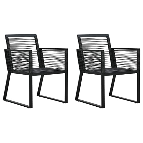KTHLBRH Gartenstühle 2 STK. Schwarz PVC Rattan, Freizeitstühle Terrassenstühle Outdoor-Stühle Balkonstühle für Garten, Rasen, Terrasse von KTHLBRH
