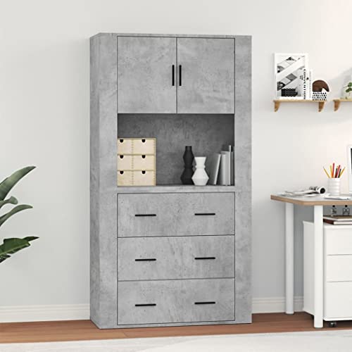 KTHLBRH Highboard Betongrau Holzwerkstoff kleiderschrank gartenschrank for Büro Innenraum von KTHLBRH