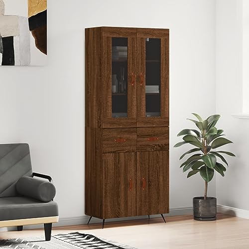KTHLBRH Highboard Braun Eichen-Optik gartenschrank flurschrank for Innenraum Wohnzimmer 69,5x34x180 cm Holzwerkstoff von KTHLBRH