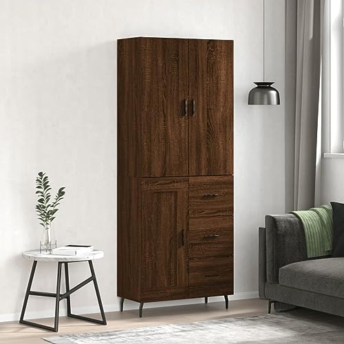 KTHLBRH Highboard Braun Eichen-Optik kleiderschrank gartenschrank for Schlafzimmer Innenraum 69,5x34x180 cm Holzwerkstoff von KTHLBRH