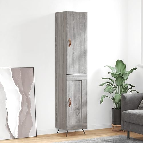 KTHLBRH Highboard Grau Sonoma gartenschrank kleiderschrank for Schlafzimmer Wohnzimmer 34,5x34x180 cm Holzwerkstoff von KTHLBRH