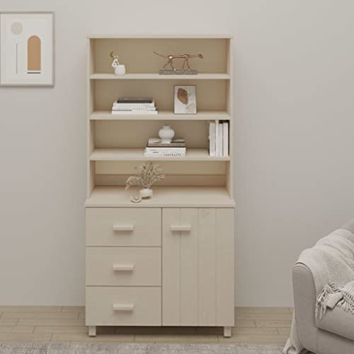KTHLBRH Highboard HAMAR Massivholz Kiefer Honigbraun gartenschrank flurschrank for Schlafzimmer Innenraum von KTHLBRH