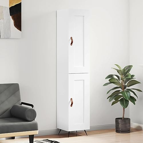 KTHLBRH Highboard Hochglanz-Weiß gartenschrank kleiderschrank for Büro Schlafzimmer 34,5x34x180 cm Holzwerkstoff von KTHLBRH