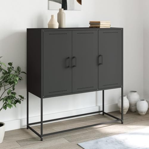 KTHLBRH Highboard Schwarz flurschrank kleiderschrank for Wohnzimmer Schlafzimmer 100,5x39x107 cm Stahl KTHLBRH Highboard Schwarz flurschrank kleiderschrank for Wohnzimmer Schlafzimmer 100,5x39x107 cm Stahl von KTHLBRH