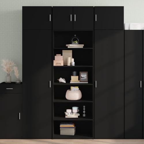 KTHLBRH Highboard Schwarz gartenschrank flurschrank for Büro Wohnzimmer 70x41x185 cm Holzwerkstoff von KTHLBRH
