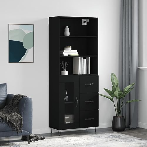 KTHLBRH Highboard Schwarz gartenschrank gartenschrank for Wohnzimmer Schlafzimmer 69,5x34x180 cm Holzwerkstoff KTHLBRH Highboard Schwarz gartenschrank gartenschrank for Wohnzimmer Schlafzimmer 69,5x34x180 cm Holzwerkstoff von KTHLBRH