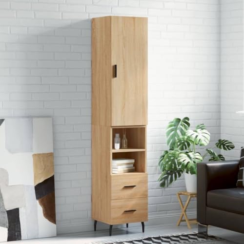 KTHLBRH Highboard Sonoma-Eiche gartenschrank kleiderschrank for Büro Schlafzimmer 34,5x34x180 cm Holzwerkstoff von KTHLBRH