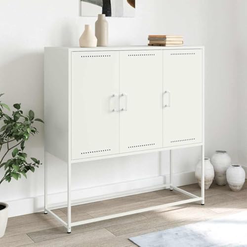 KTHLBRH Highboard Weiß flurschrank sideboards for Innenraum Wohnzimmer 100,5x39x107 cm Stahl von KTHLBRH