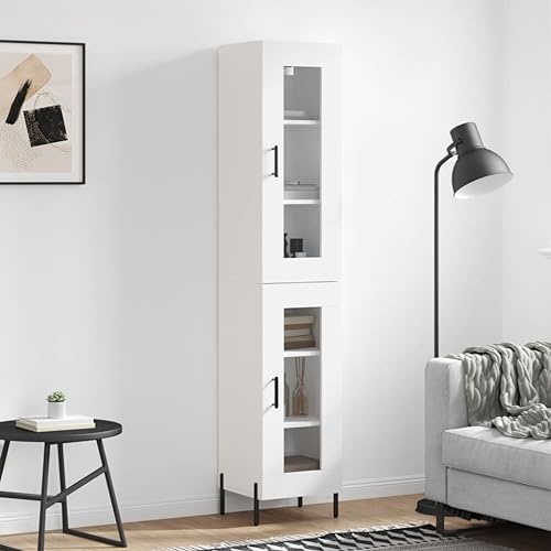 KTHLBRH Highboard Weiß gartenschrank sideboards for Wohnzimmer Schlafzimmer 34,5x34x180 cm Holzwerkstoff von KTHLBRH