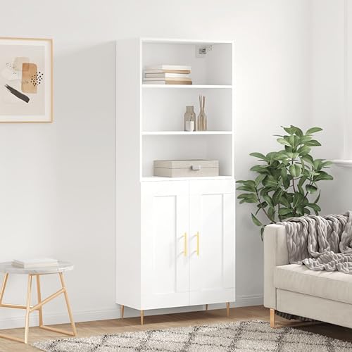 KTHLBRH Highboard Weiß kleiderschrank gartenschrank for Schlafzimmer Büro 69,5x34x180 cm Holzwerkstoff von KTHLBRH