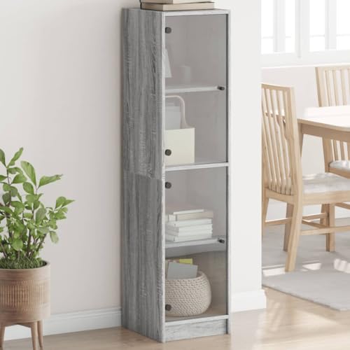 KTHLBRH Highboard mit Glastüren Grau Sonoma Schrank kommoden for Innenraum Schlafzimmer 35x37x142 cm von KTHLBRH