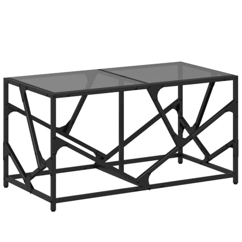 KTHLBRH Kaffeetisch Beistelltisch Couch Coffee Table Living Room Kleine Beistelltische - Couchtisch mit Glasplatte Schwarz 78,5x40x41 cm Stahl für Küche Garten Wohnzimmer Balkon von KTHLBRH