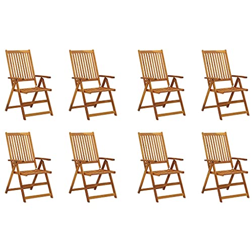 KTHLBRH Klappbare Gartenstühle 8 STK. Massivholz Akazie, Balkonstühle Terrassenstühle Outdoor-Stühle Freizeitstühle für Garten, Rasen, Terrasse von KTHLBRH