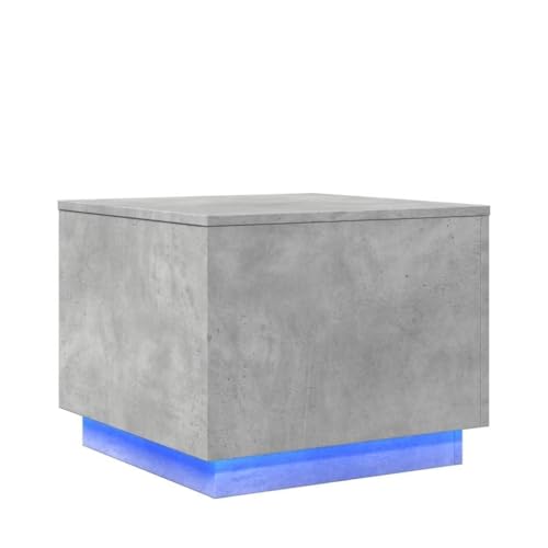 KTHLBRH Kleiner Gartentisch Beistelltisch Couch Balkontisch Klein Gartentisch Klein - Couchtisch mit LED-Leuchten Betongrau 50x50x40 cm für Schlafzimmer Garten Balkon Wohnzimmer von KTHLBRH