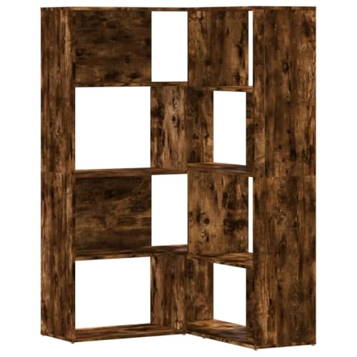 KTHLBRH Kleiner Schrank Book Shelf Wohnzimmer Möbel Regal Küche - Eck-Bücherregal 4 Etagen Räuchereiche 85x85x140cm Holzwerkstoff für Büro Kellerraum Küche Wohnzimmer von KTHLBRH