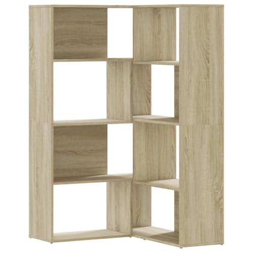 KTHLBRH Kleiner Schrank Book Shelf Wohnzimmer Möbel Regal Küche - Eck-Bücherregal 4 Etagen Sonoma Eiche 85x85x140cm Holzwerkstoff für Büro Kellerraum Küche Wohnzimmer von KTHLBRH