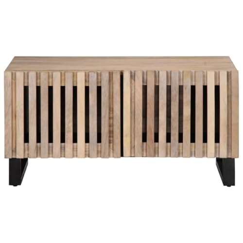 KTHLBRH Lounge Tisch Outdoor Beistelltisch Couch Balkontisch Klein Stubentisch - Couchtisch Weiß 80x51x40 cm Massivholz Mango für Garten Balkon Küche Schlafzimmer von KTHLBRH