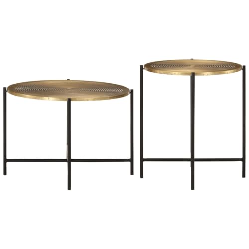 KTHLBRH Lounge Tisch Outdoor Beistelltisch Couch Balkontisch Klein Stubentisch - Couchtische 2 STK. Messing und Metall Schwarz für Balkon Küche Wohnzimmer Schlafzimmer von KTHLBRH
