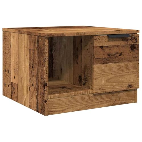 KTHLBRH Lounge Tisch Outdoor Kleiner Beistelltisch Outdoor Wohnzimmer Möbel Schmaler Beistelltisch - Couchtisch Altholz-Optik 50x50x36 cm Holzwerkstoff für Schlafzimmer Wohnzimmer Garten Balkon von KTHLBRH