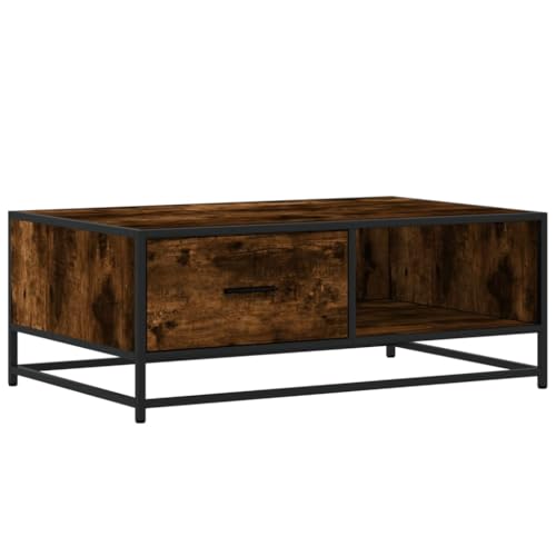 KTHLBRH Lounge Tisch Outdoor Wohnzimmertisch Balkontisch Klein Wohnzimmer Tisch für Couch - Couchtisch Räuchereiche 90x57x35 cm Holzwerkstoff und Metall für Wohnzimmer Schlafzimmer Küche Balkon von KTHLBRH
