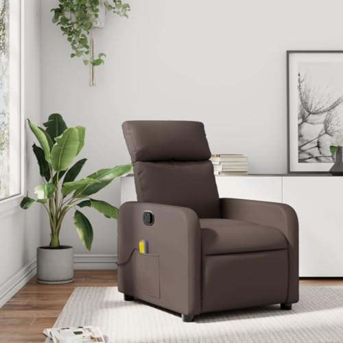 KTHLBRH Massagesessel Braun Kunstleder Küchenstuhl Lesesessel für Büro Schlafzimmer von KTHLBRH