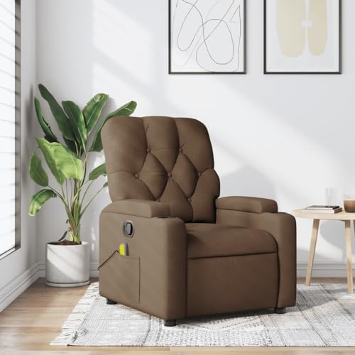 KTHLBRH Massagesessel Braun Stoff Sitzmöbel Bürostuhl für Wohnzimmer Schlafzimmer von KTHLBRH
