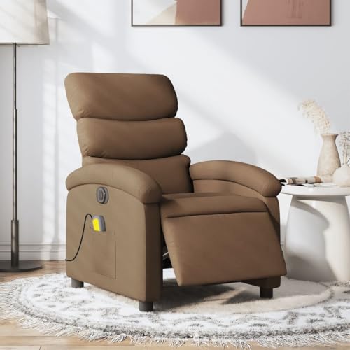 KTHLBRH Massagesessel Elektrisch Braun Stoff Sitzmöbel Schlafzimmerstuhl für Schlafzimmer Büro von KTHLBRH