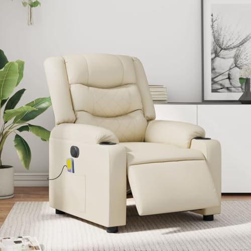 KTHLBRH Massagesessel Elektrisch Creme Kunstleder Wartezimmerstuhl Bürosessel für Schlafzimmer Büro von KTHLBRH