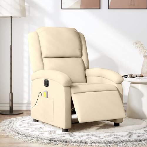 KTHLBRH Massagesessel Elektrisch Creme Stoff Wartezimmersessel Stuhl für Hotel Wohnzimmer von KTHLBRH