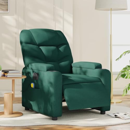 KTHLBRH Massagesessel Elektrisch Dunkelgrün Stoff Bürosessel Stuhl für Schlafzimmer Wohnzimmer von KTHLBRH