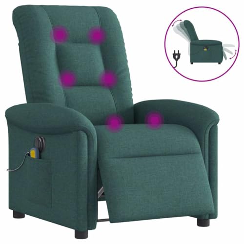 KTHLBRH Massagesessel Elektrisch Dunkelgrün Stoff Sitzmöbel Stuhl für Küche Wohnzimmer von KTHLBRH