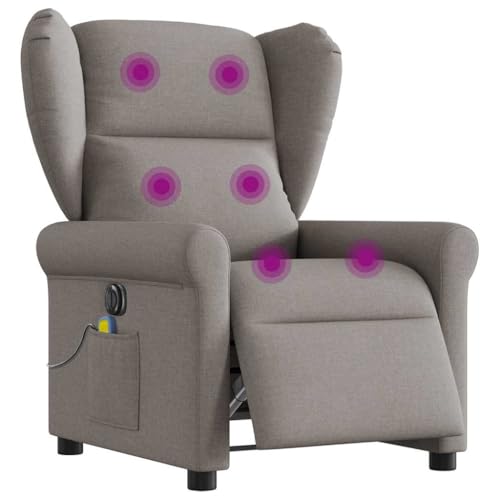KTHLBRH Massagesessel Elektrisch Taupe Stoff Lesesessel Stuhl für Schlafzimmer Wohnzimmer von KTHLBRH